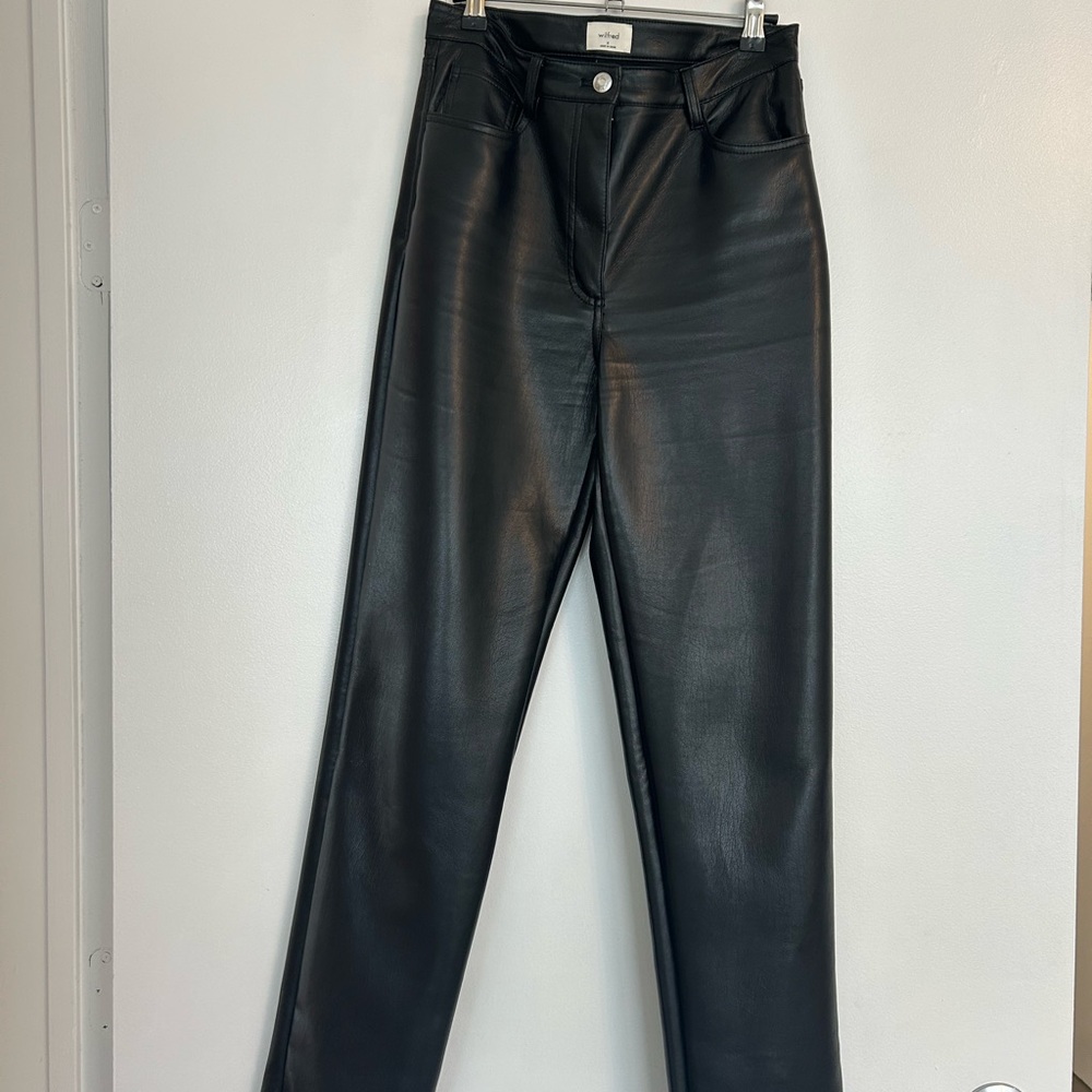 Aritzia Black Faux Leather Pants